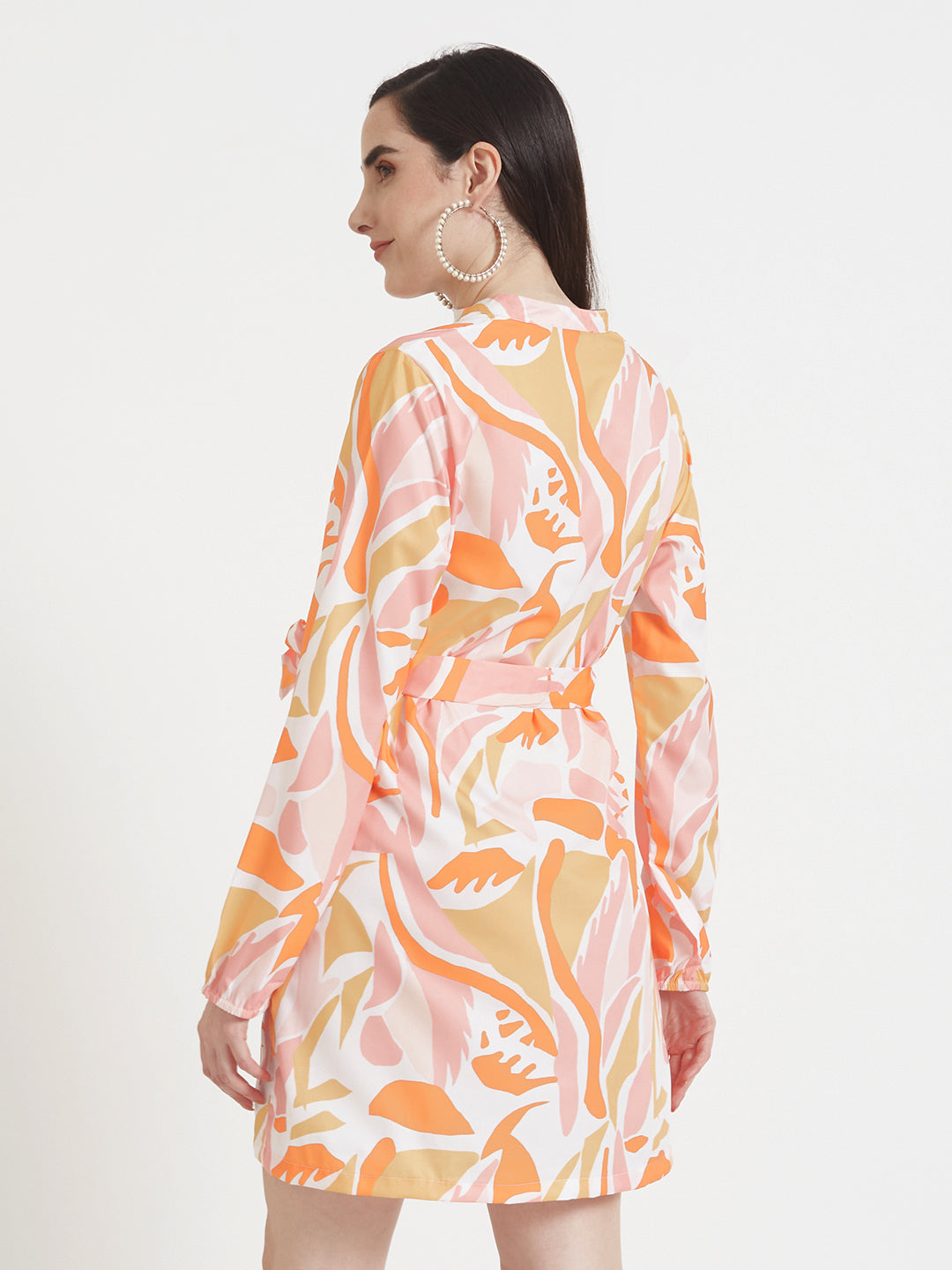 Premium American Crepe Digital Print  Midi Dress With Slash Pocket