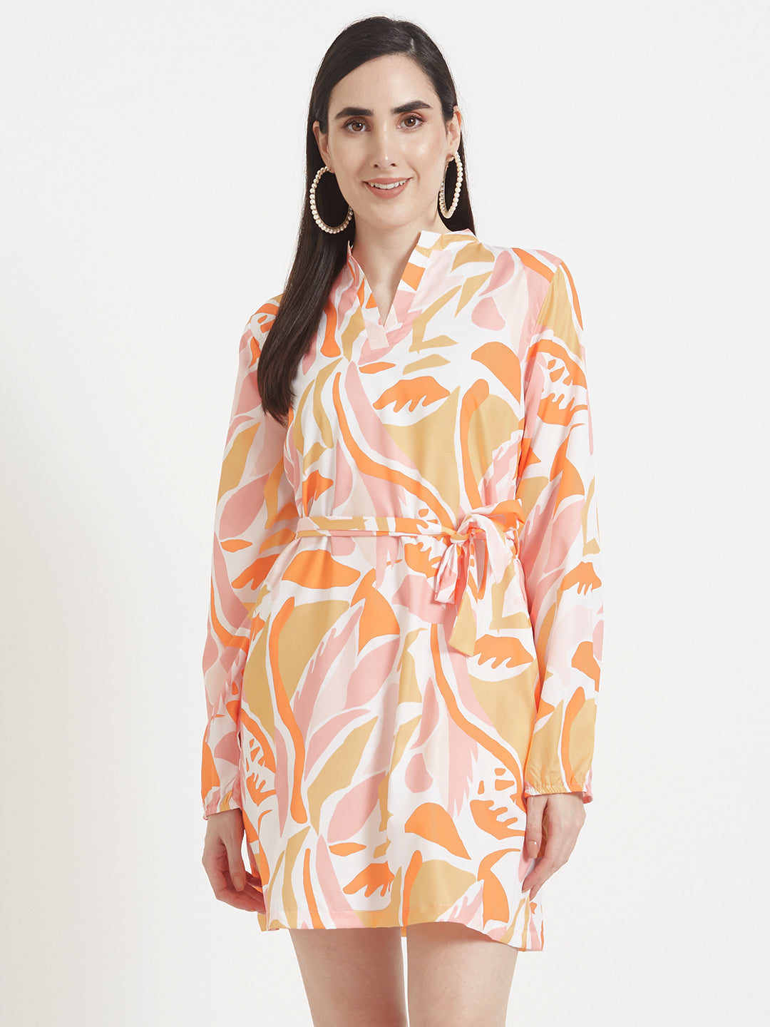 Premium American Crepe Digital Print  Midi Dress With Slash Pocket