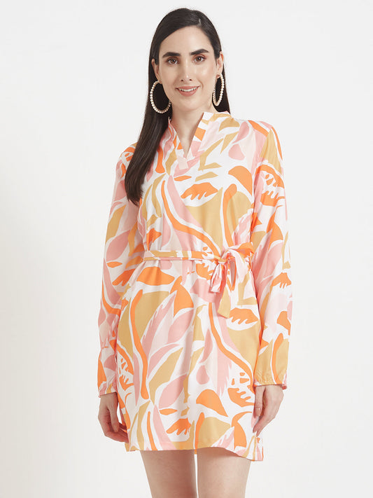 Premium American Crepe Digital Print  Midi Dress With Slash Pocket