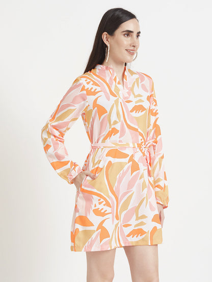 Premium American Crepe Digital Print  Midi Dress With Slash Pocket