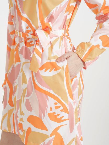 Premium American Crepe Digital Print  Midi Dress With Slash Pocket