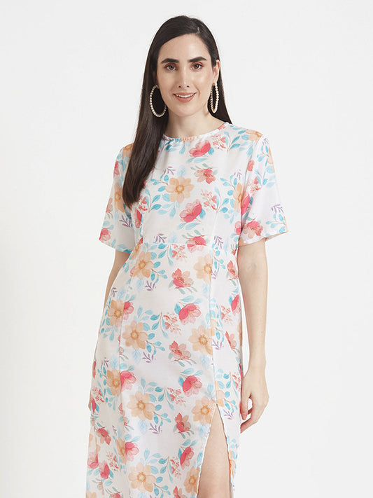 Premium Muslin Digital Print  Maxi Dress With Slash Pocket
