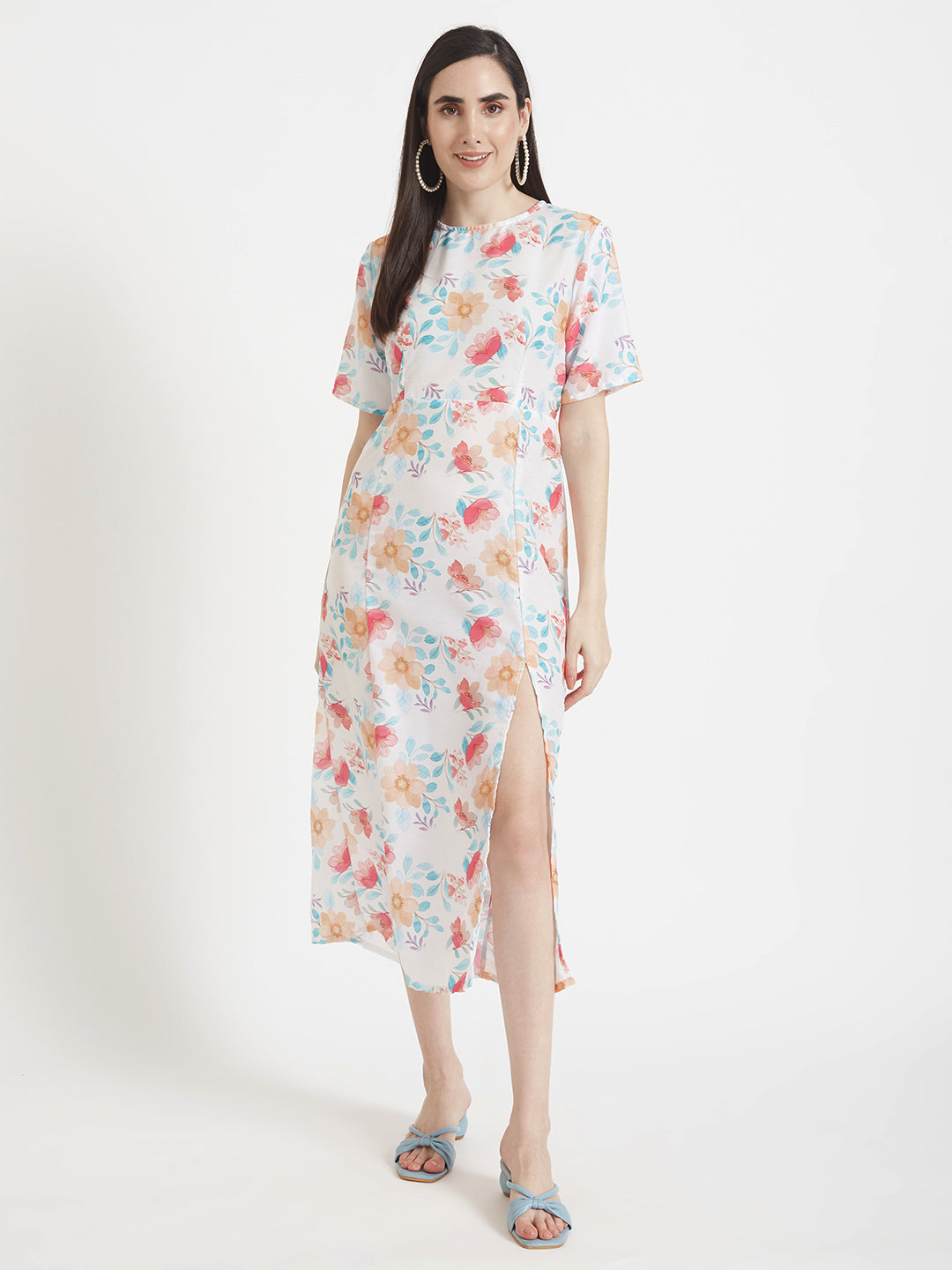 Premium Muslin Digital Print  Maxi Dress With Slash Pocket