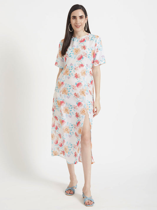 Premium Muslin Digital Print  Maxi Dress With Slash Pocket