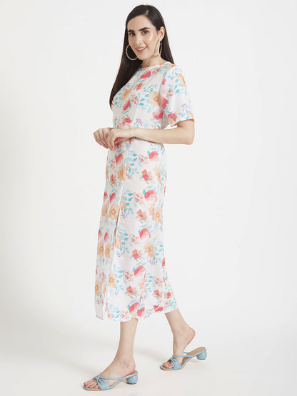 Premium Muslin Digital Print  Maxi Dress With Slash Pocket