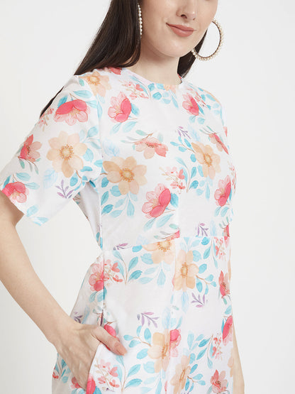 Premium Muslin Digital Print  Maxi Dress With Slash Pocket