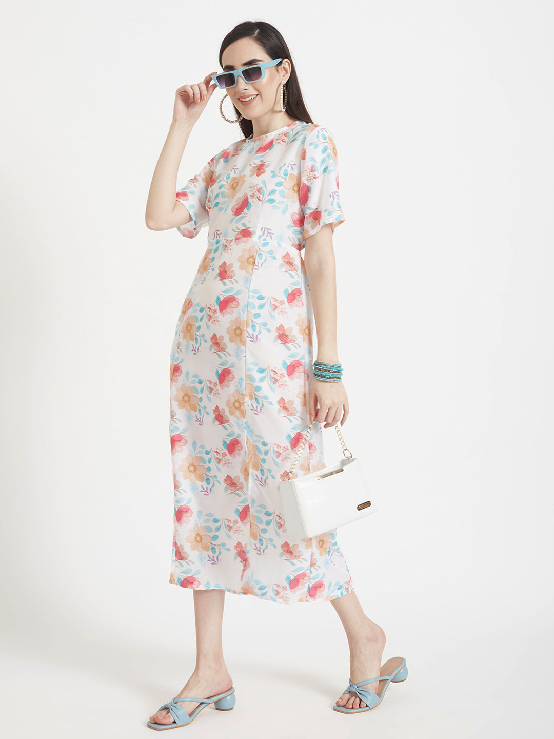 Premium Muslin Digital Print  Maxi Dress With Slash Pocket
