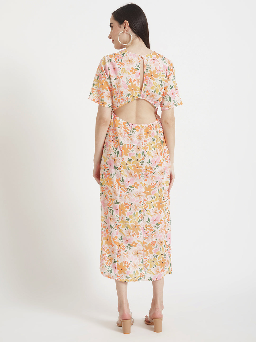 Luxury Cambric Digital Print  Maxi Dress With Slash Pocket