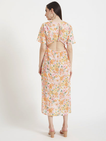 Luxury Cambric Digital Print  Maxi Dress With Slash Pocket
