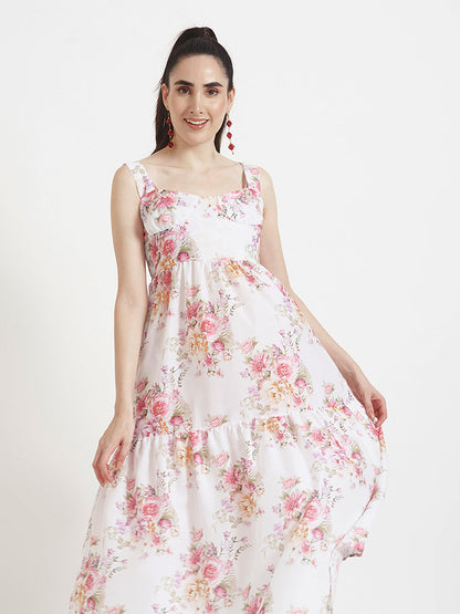 Premium Muslin Digital Print  Maxi Dress With Slash Pocket