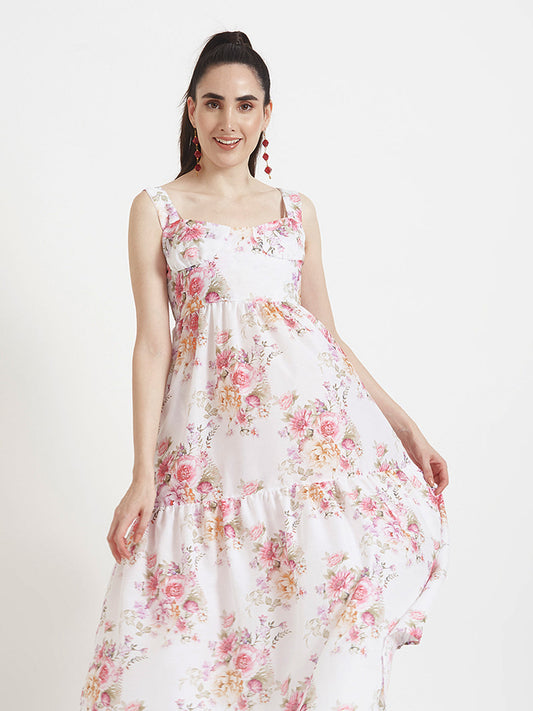 Premium Muslin Digital Print  Maxi Dress With Slash Pocket