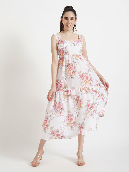 Premium Muslin Digital Print  Maxi Dress With Slash Pocket