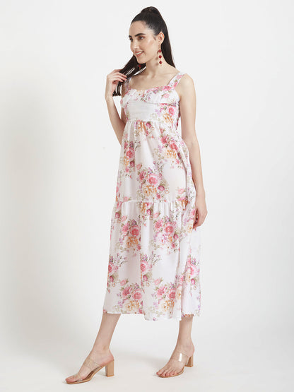 Premium Muslin Digital Print  Maxi Dress With Slash Pocket