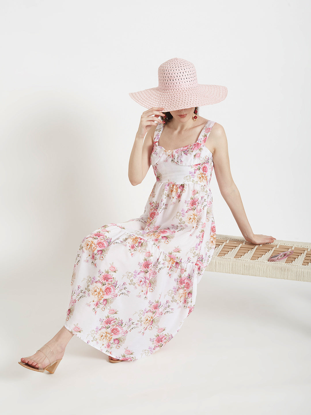 Premium Muslin Digital Print  Maxi Dress With Slash Pocket