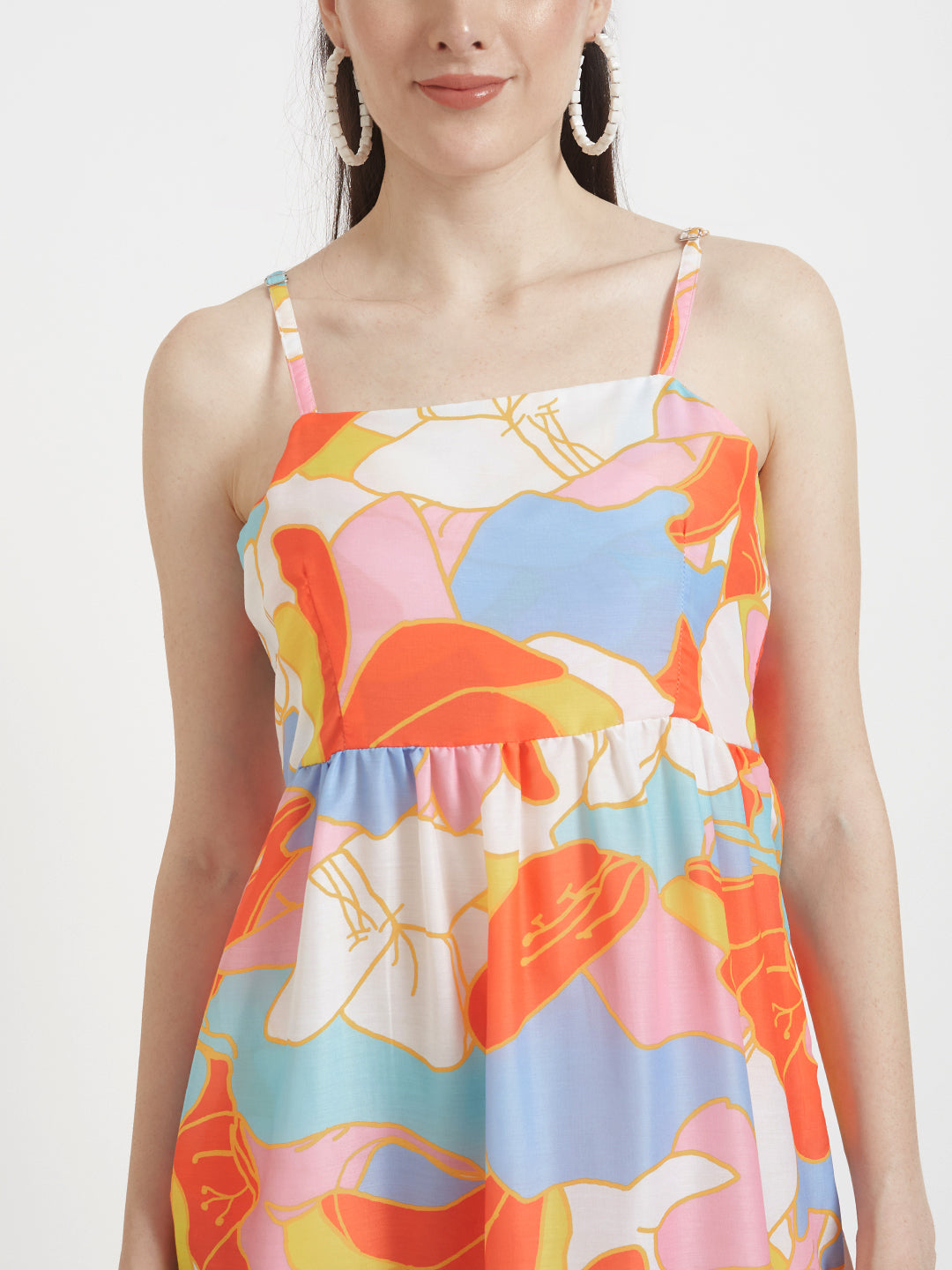 Premium Muslin Digital Print  Shoulder Strap Maxi Dress With Slash Pocket