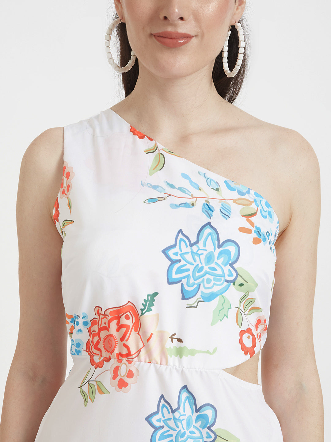 Premium Micro Digital Print  Flare Maxi Dress With Slash Pocket