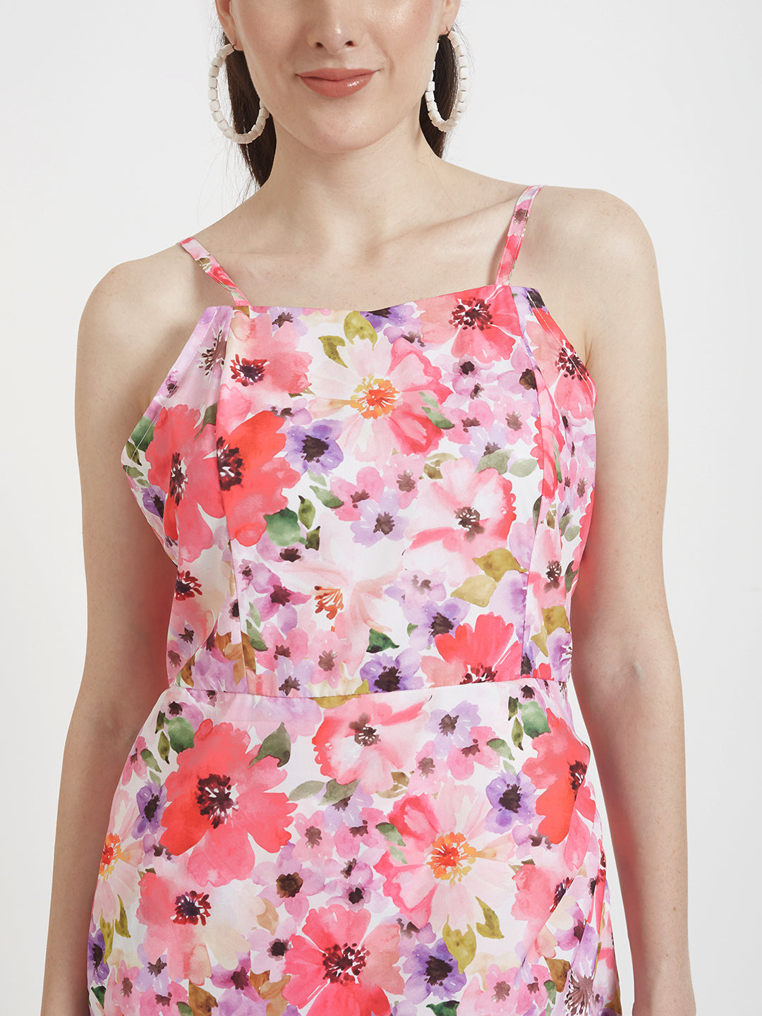 Premium American Crepe Digital Print  Maxi Dress With Slash Pocket