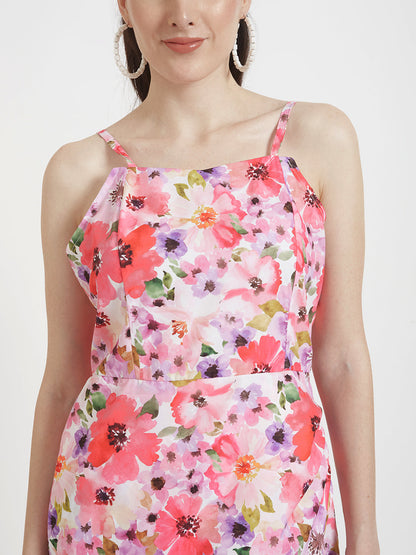 Premium American Crepe Digital Print  Maxi Dress With Slash Pocket