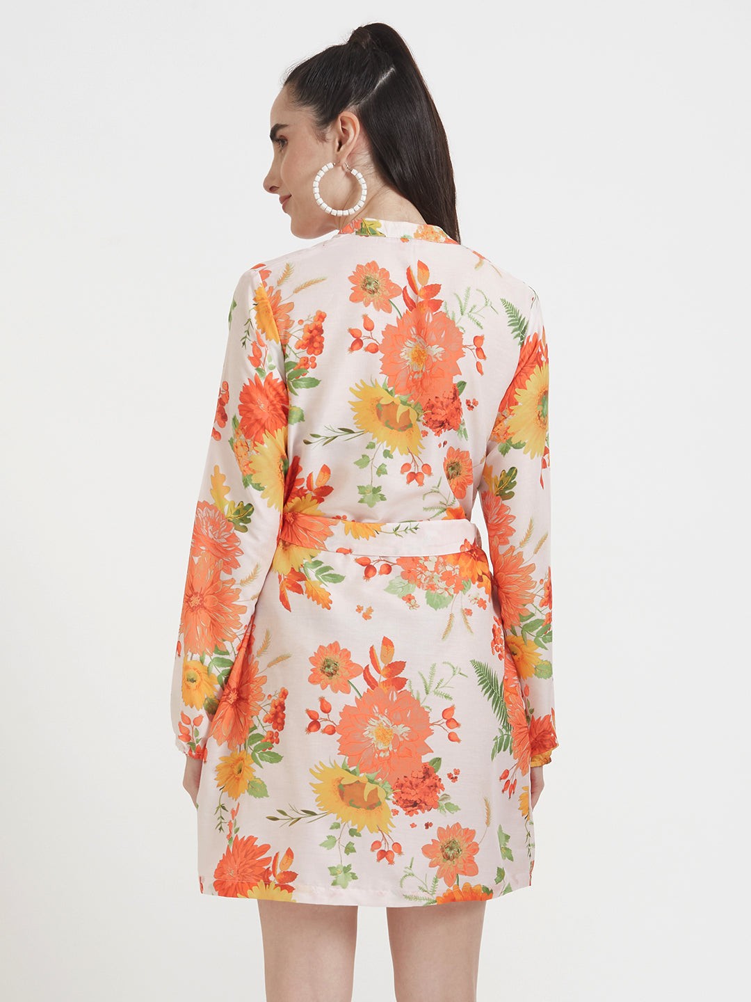 Premium Muslin Digital Print  Midi Dress With Slash Pocket