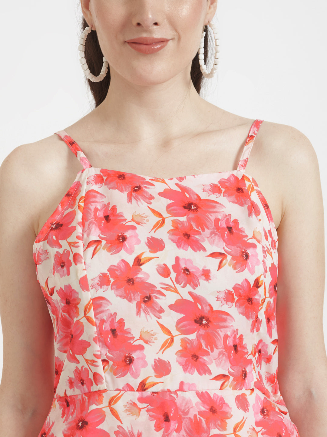 Luxury  Satin Digital Print  Maxi Dress With Slash Pocket