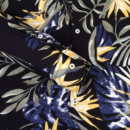 Women'S Premium Rayon Shirt With Jungle Print In Full Sleeve And Black Color