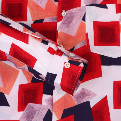 Women'S Premium Rayon Shirt With Red And Blue Print