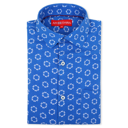 Women'S Premium Rayon Shirt With Blue Block Print