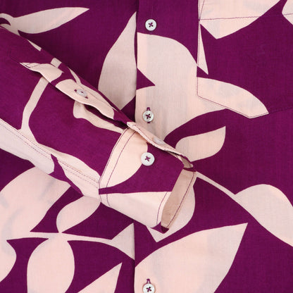 Women'S  Premium Rayon Shirt With Purple Floral Print