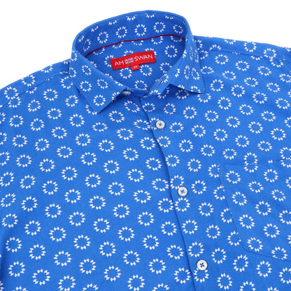 Women'S Premium Rayon Shirt With Blue Block Print