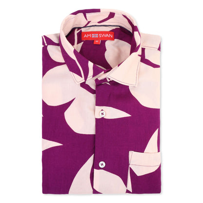 Women'S  Premium Rayon Shirt With Purple Floral Print