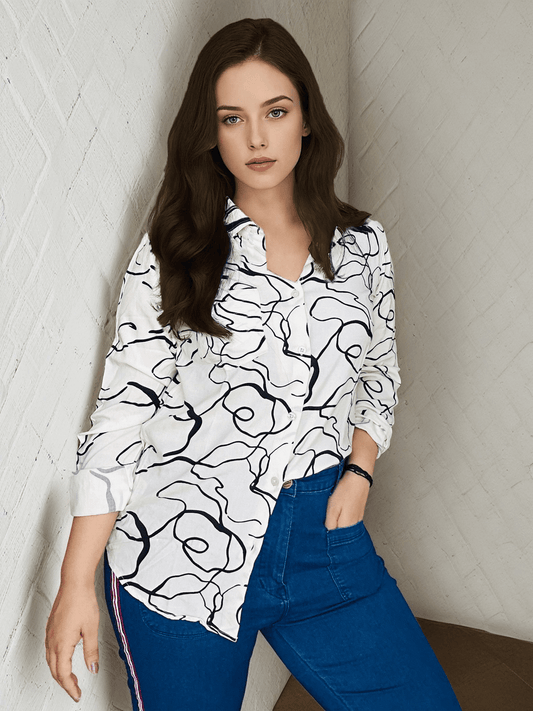 Women'S Premium Rayon Shirt With  Abstract Print