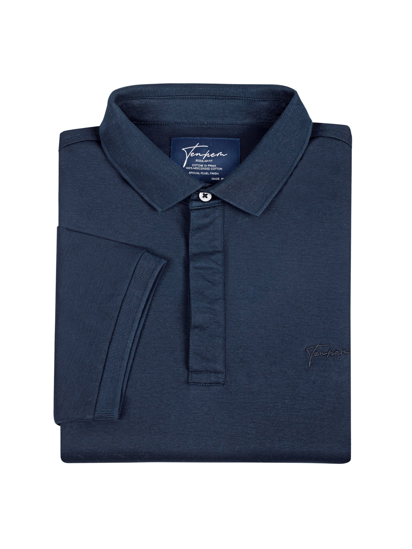 Mercerised Cotton Polo Shirt Interlock Regular Fit Navy