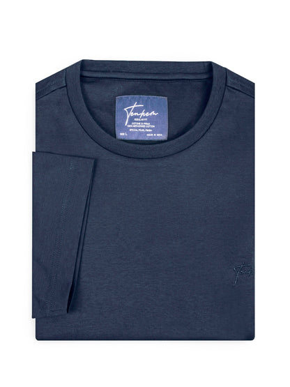 Mercerised Cotton T Shirt Interlock Regular Fit Navy