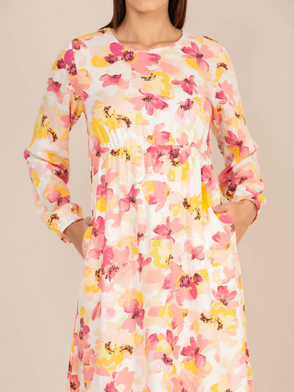Rayon Printed Full Sleeve Maxi Dress