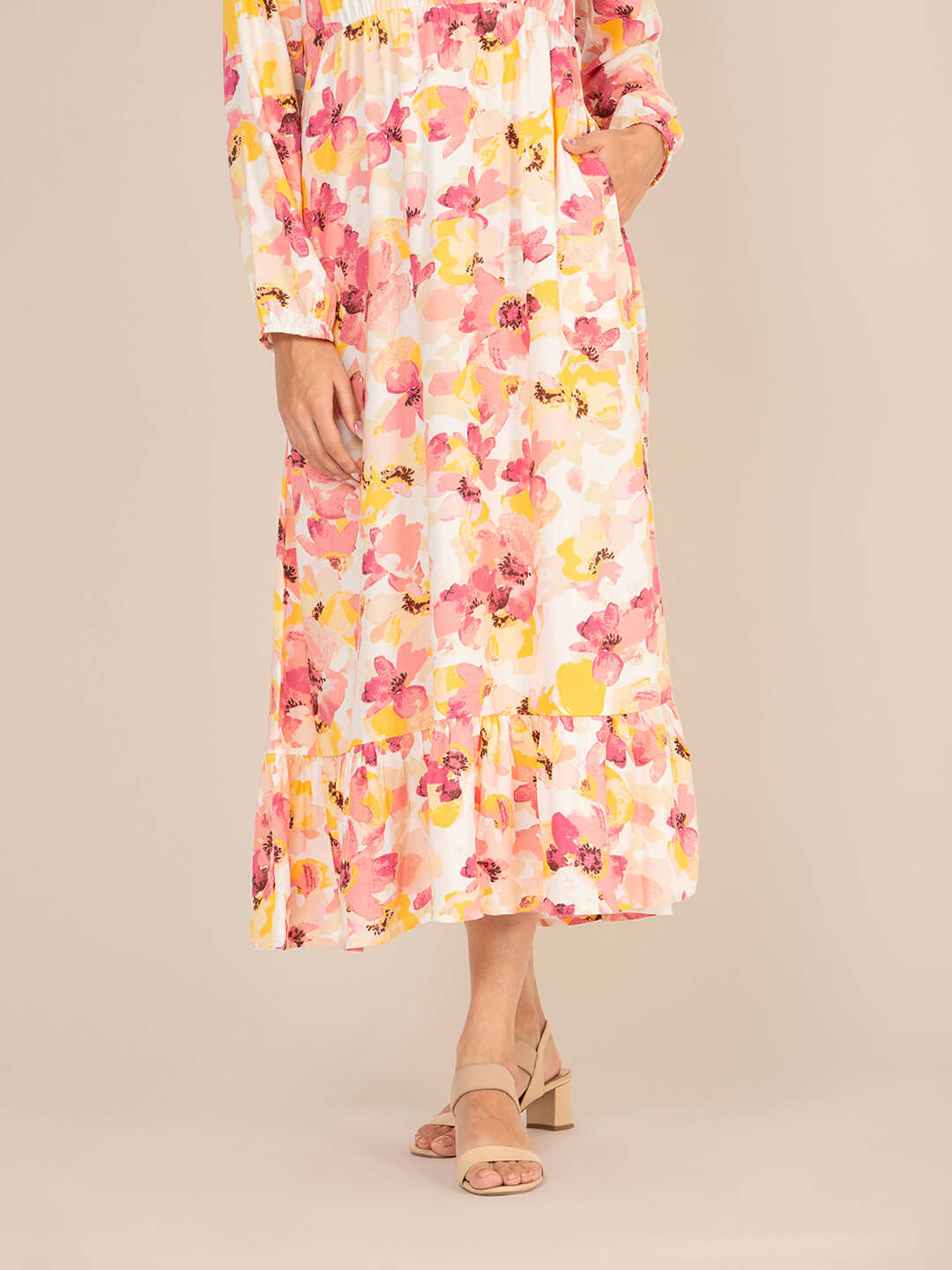 Rayon Printed Full Sleeve Maxi Dress
