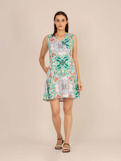 Rayon Printed Fit & Flare A Line Midi Dress
