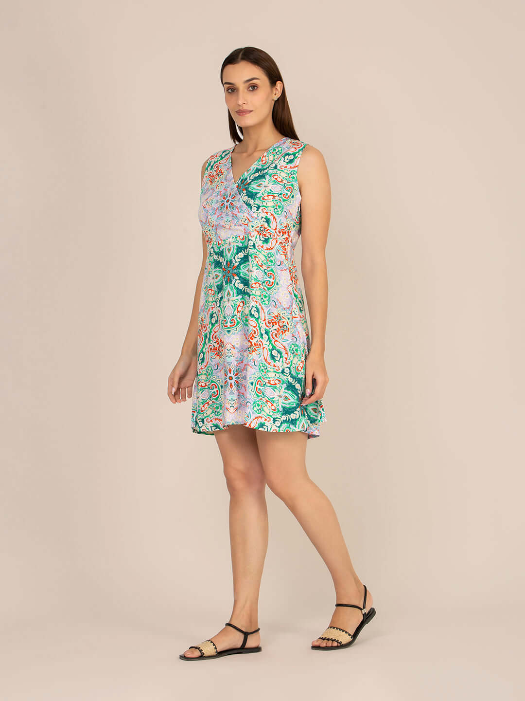 Rayon Printed Fit & Flare A Line Midi Dress