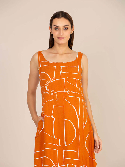 Rayon Printed Sleeveless Fit & Flare Maxi Dress