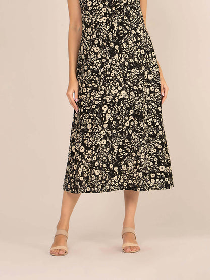 Rayon Printed V Neck Shoulder Strap Maxi Dress