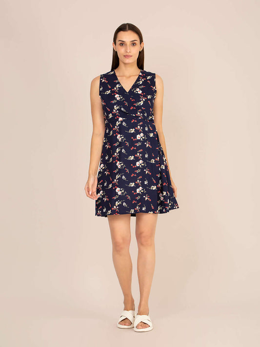 Rayon Printed Fit & Flare A Line Midi Dress