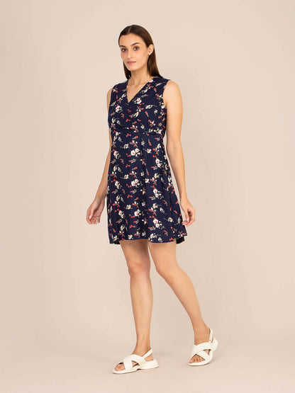 Rayon Printed Fit & Flare A Line Midi Dress