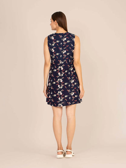 Rayon Printed Fit & Flare A Line Midi Dress