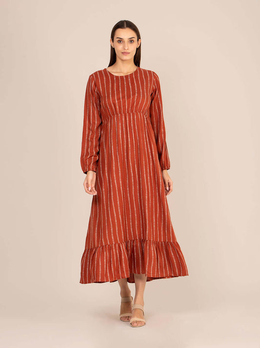 Rayon Printed Full Sleeve Maxi Dress