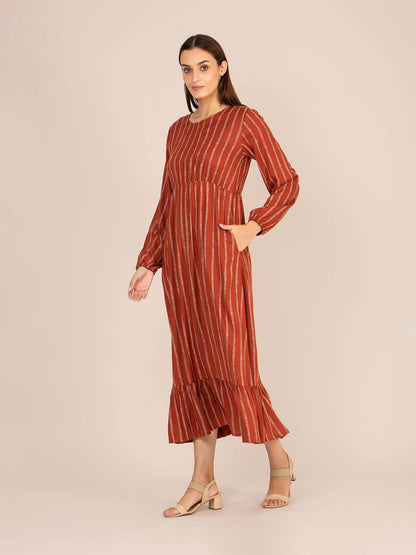 Rayon Printed Full Sleeve Maxi Dress