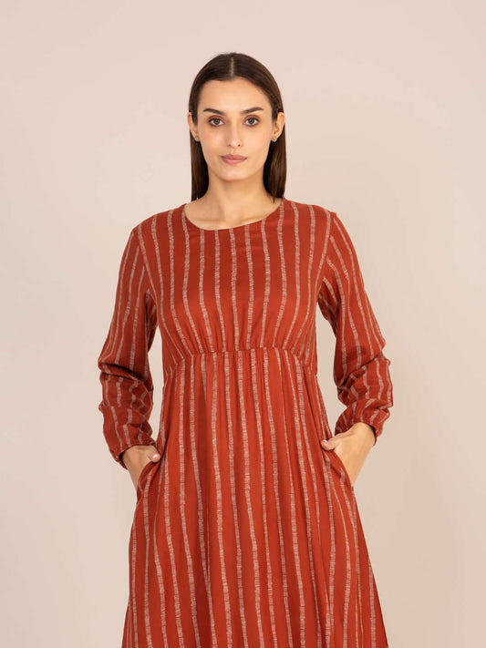 Rayon Printed Full Sleeve Maxi Dress