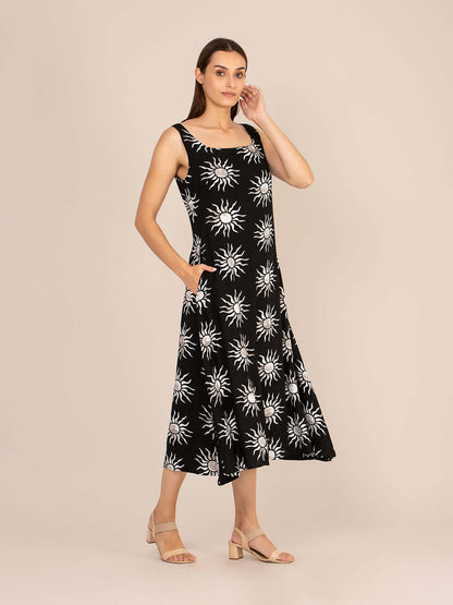 Rayon Printed Sleeveless Fit & Flare Maxi Dress