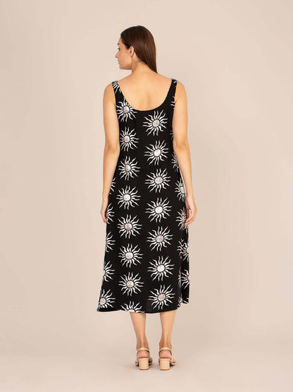 Rayon Printed Sleeveless Fit & Flare Maxi Dress