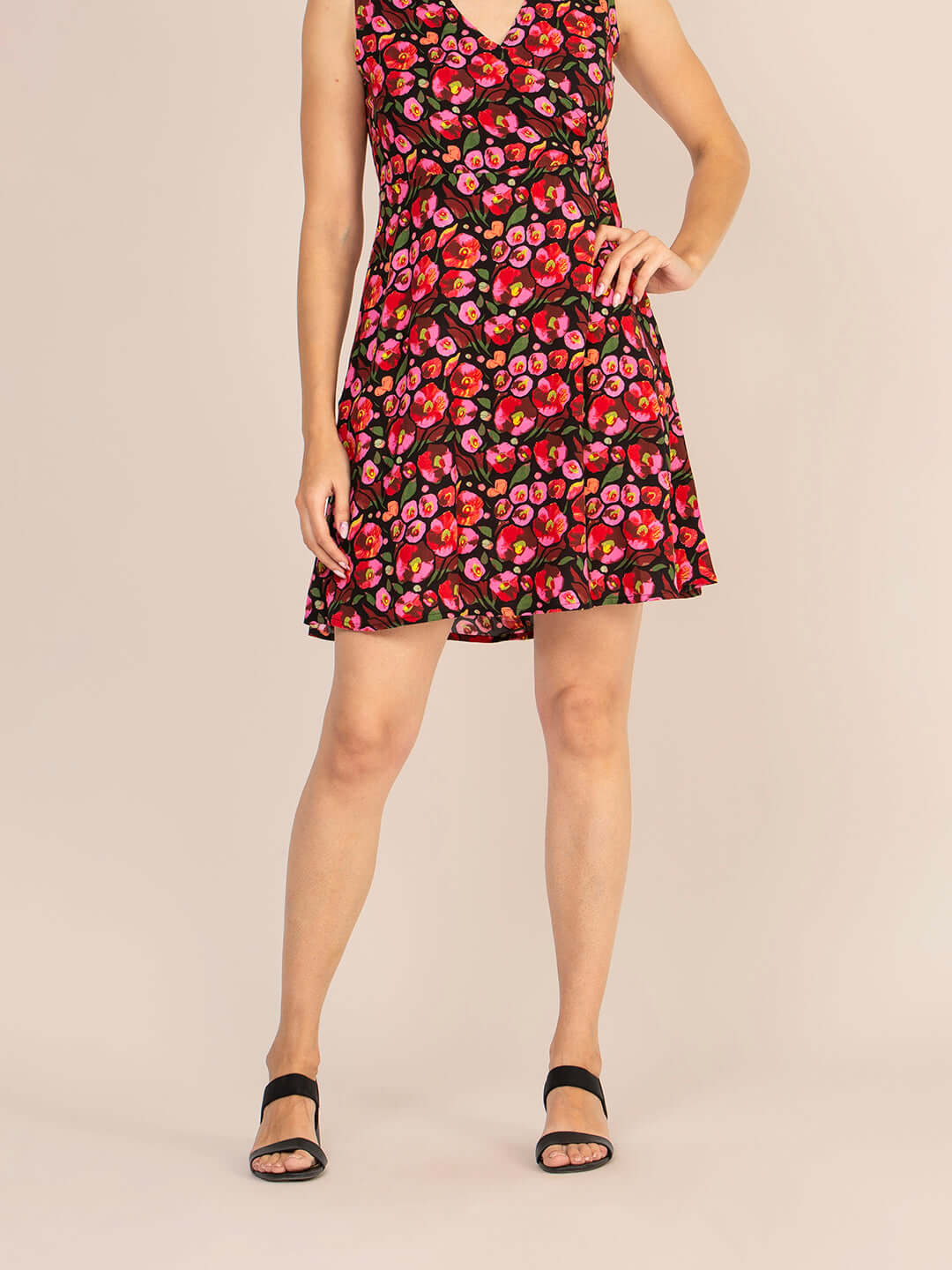 Rayon Printed Fit & Flare A Line Midi Dress