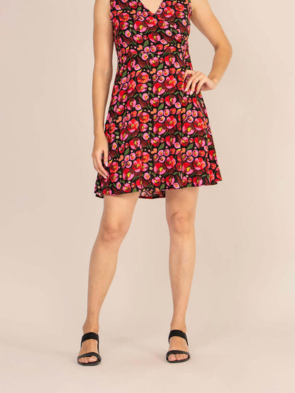 Rayon Printed Fit & Flare A Line Midi Dress