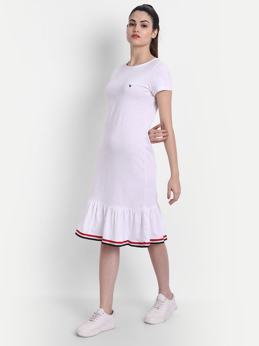 Womens Premium Cotton Half  Sleeve Flared  Dresses